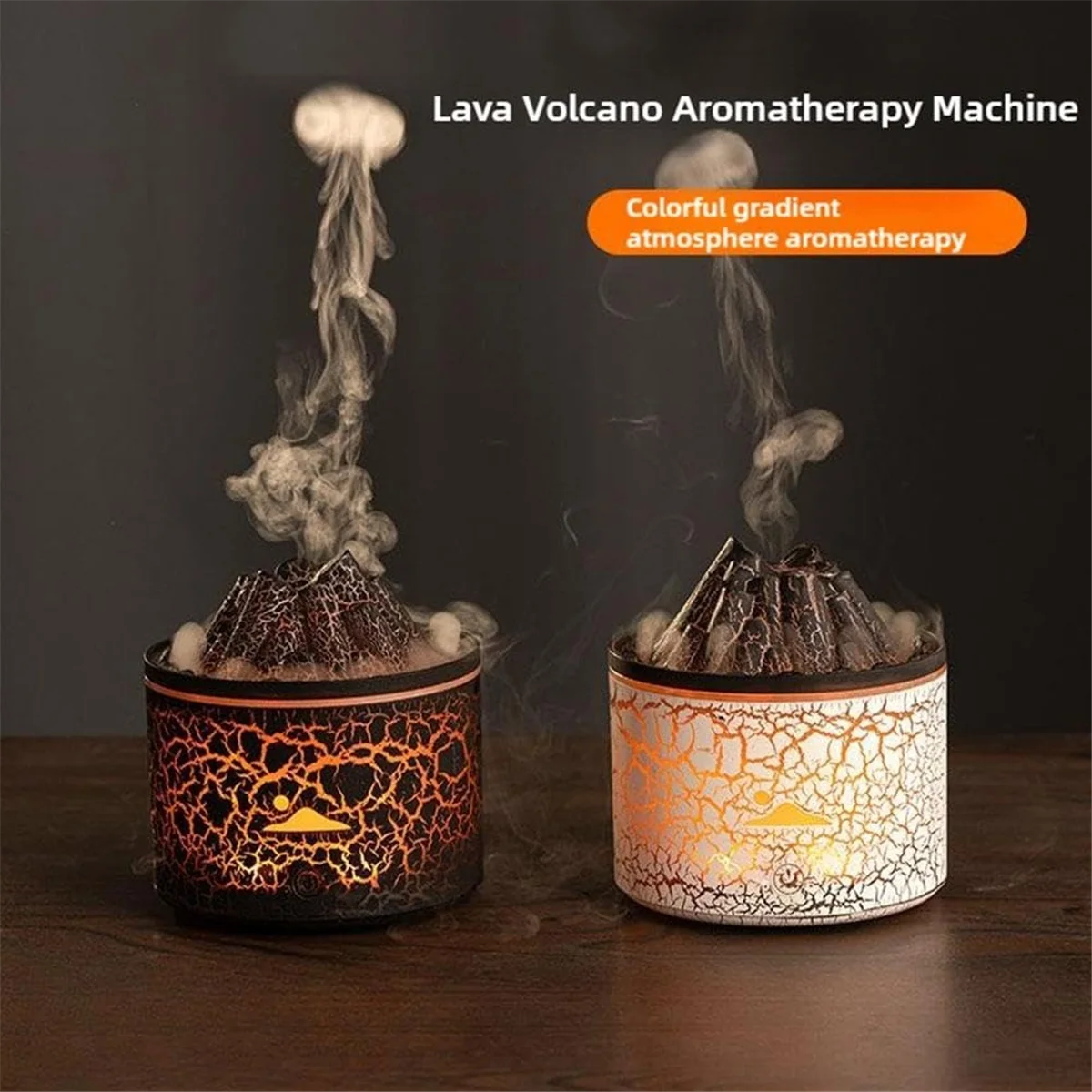 موزع روائح الزيوت العطرية سعة 180 مل، مرطب بركان مع رائحة اللهب، رذاذ قنديل البحر، 7 ألوان LED، إيقاف تلقائي للمكتب المنزلي، أ