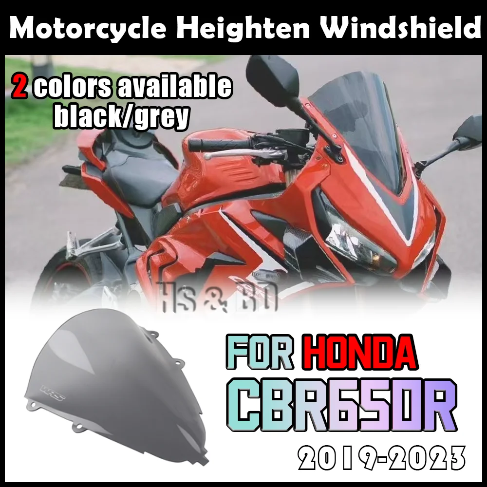 Motorcycle Windshield For HONDA CBR650R CBR 650R Heighten Windscreen Enlarge Wind Spoiler Cover Fairing Windshield WRS Racing