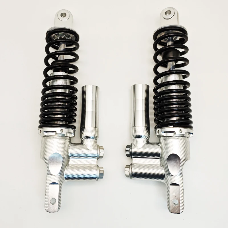 CNC Adjustable Damping Air Shock Rear Suspension for Electric Scooters, Round Head & Fork Mouth Dual Replaceable Ends