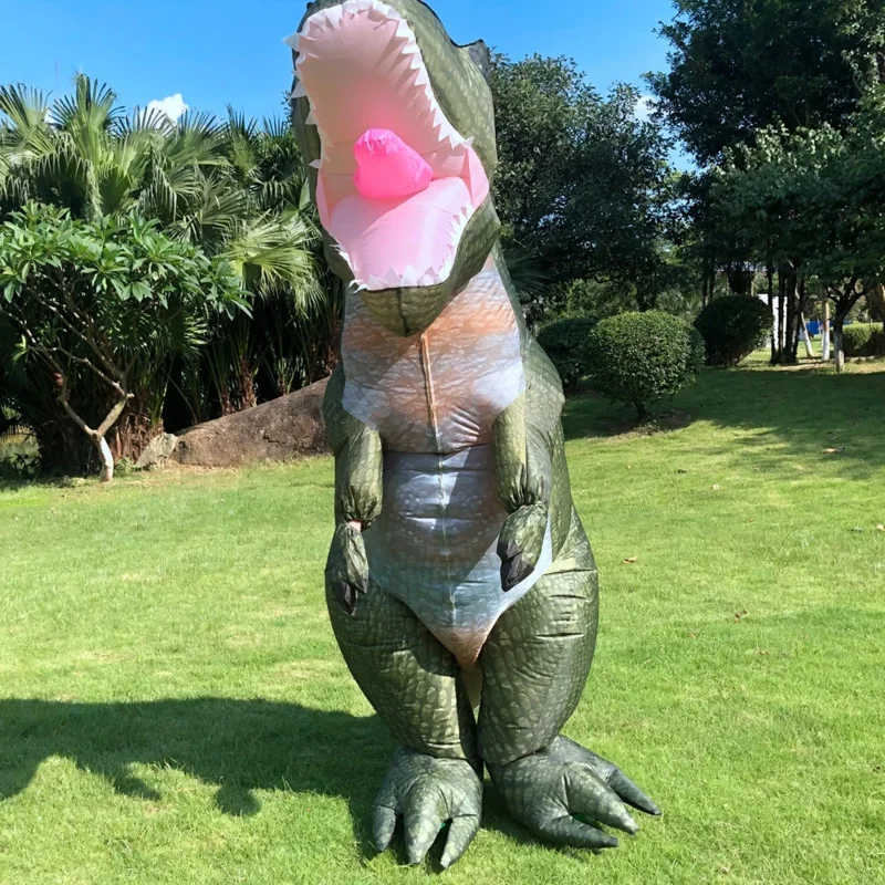 Kostum Cosplay Halloween, kostum Cosplay Halloween mewah, dinosaurus lucu, kostum t-rex Inflatale, permainan peran karnaval, untuk pria wanita dewasa