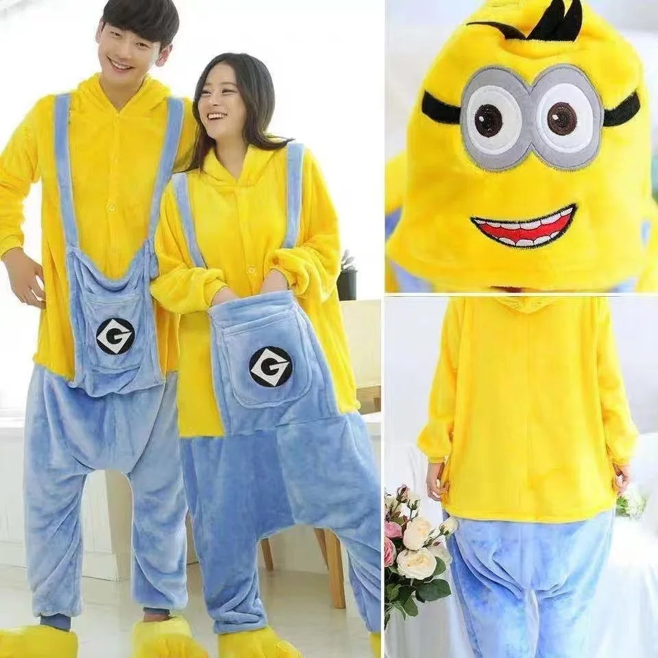 Halloween Minions Cartoon Cute Children\'s One-piece Pajamas Creative Personality Funny Thickened Home Clothes Cosplay Props