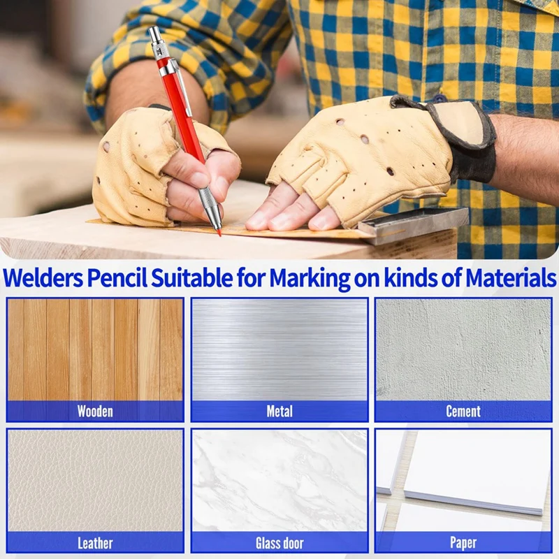 Mechanical Pencil Metal Marker, Built-In Sharpener For Pipe Fitter, Steel Fabrication Carpentry