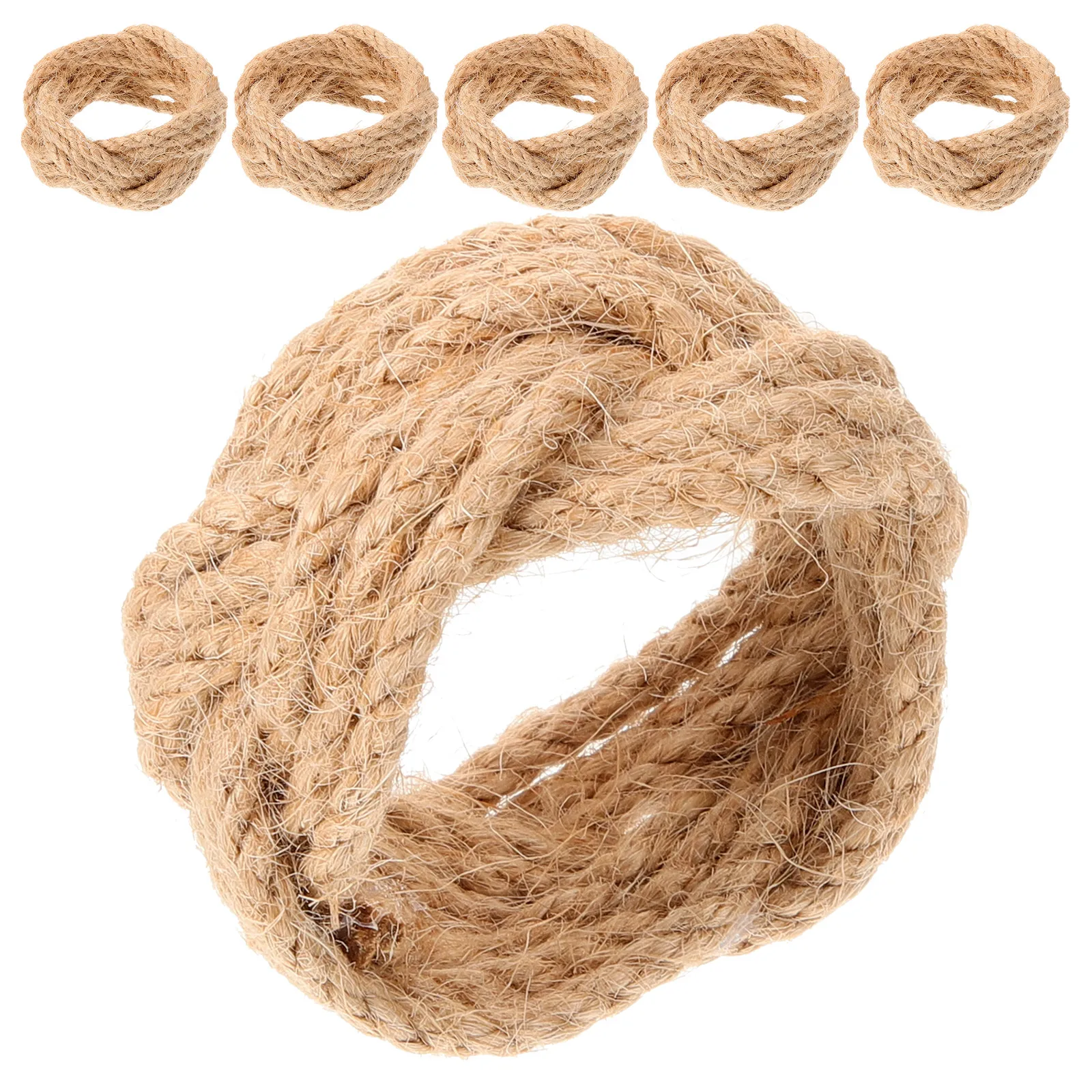 

6pcs Brown Farmhouse Rope Napkin Rings Woven Holders Rustic Decor Dining Table Hemp Rope Serviette Ring Fall Practical Holder