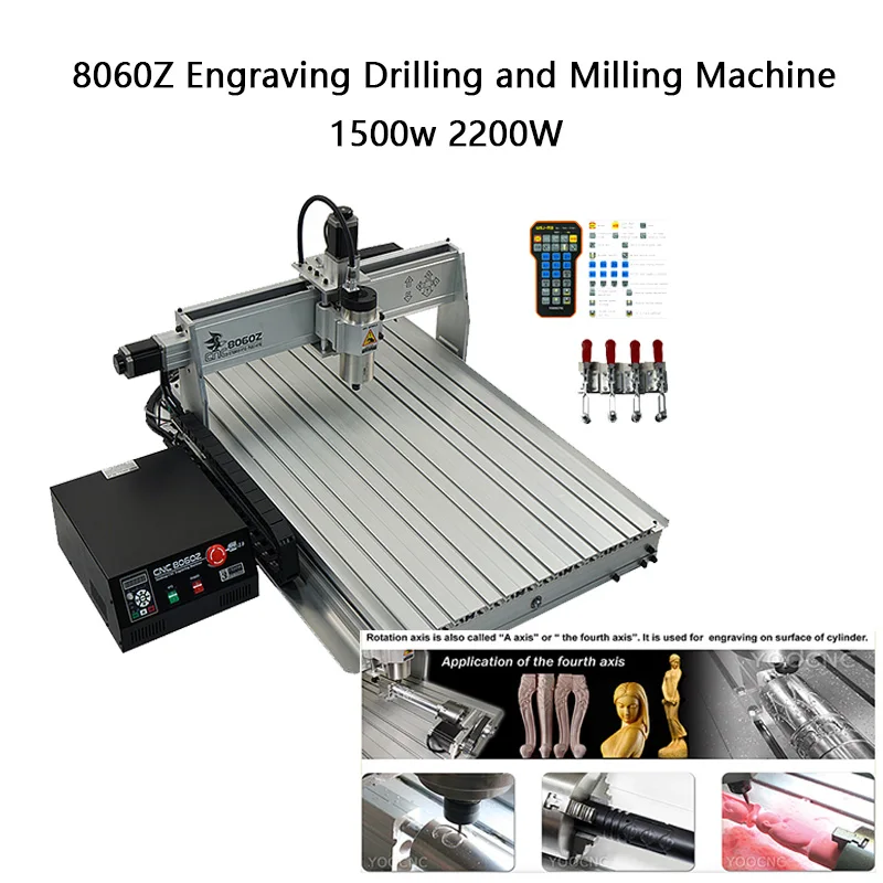 8060Z 1.5KW 2.2KW Spindle Desktop Router Engraving Machine Mach3 USB Port Metal Wood Milling Drilling Machine 3 4 Axis