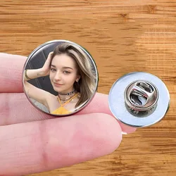 DIY Custom Pin Badge Personalized Family Baby Photo Logo Glass Cabochon Stainless Steel Lapel Pins Brooch for Men Women Gifts