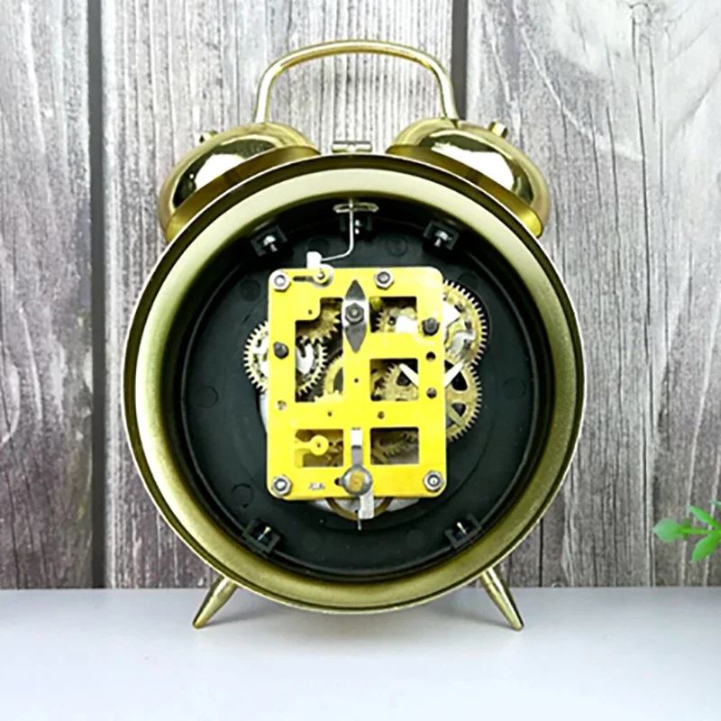 Metal Mechanical Alarm Clock Clockwork Vintage Bedside Table Clock