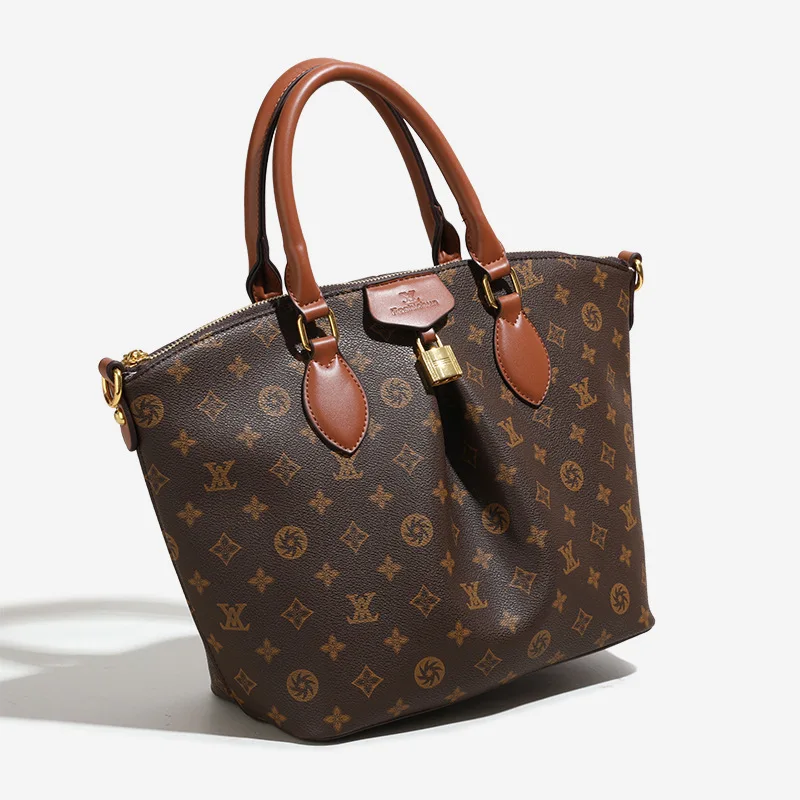 حقيبة يد ريترو جديدة للنساء ذات سعة كبيرة حقيبة كتف ذات ملمس متقدم للتنقل ومتعددة الاستخدامات