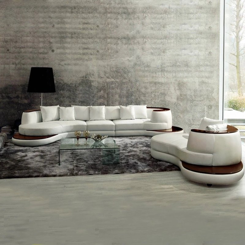 First layer cowhide sofa, creative curved leather sofa combination