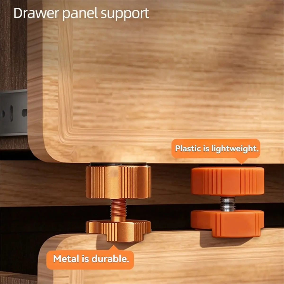 Drawer Front Panel Support Hardware with Rotating Adjustment, 2Pcs Cabinet Installation Alignment Fittings A