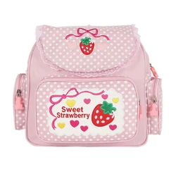 à d'école brodé fraises pour filles, cartable pour enfants écolières E74B