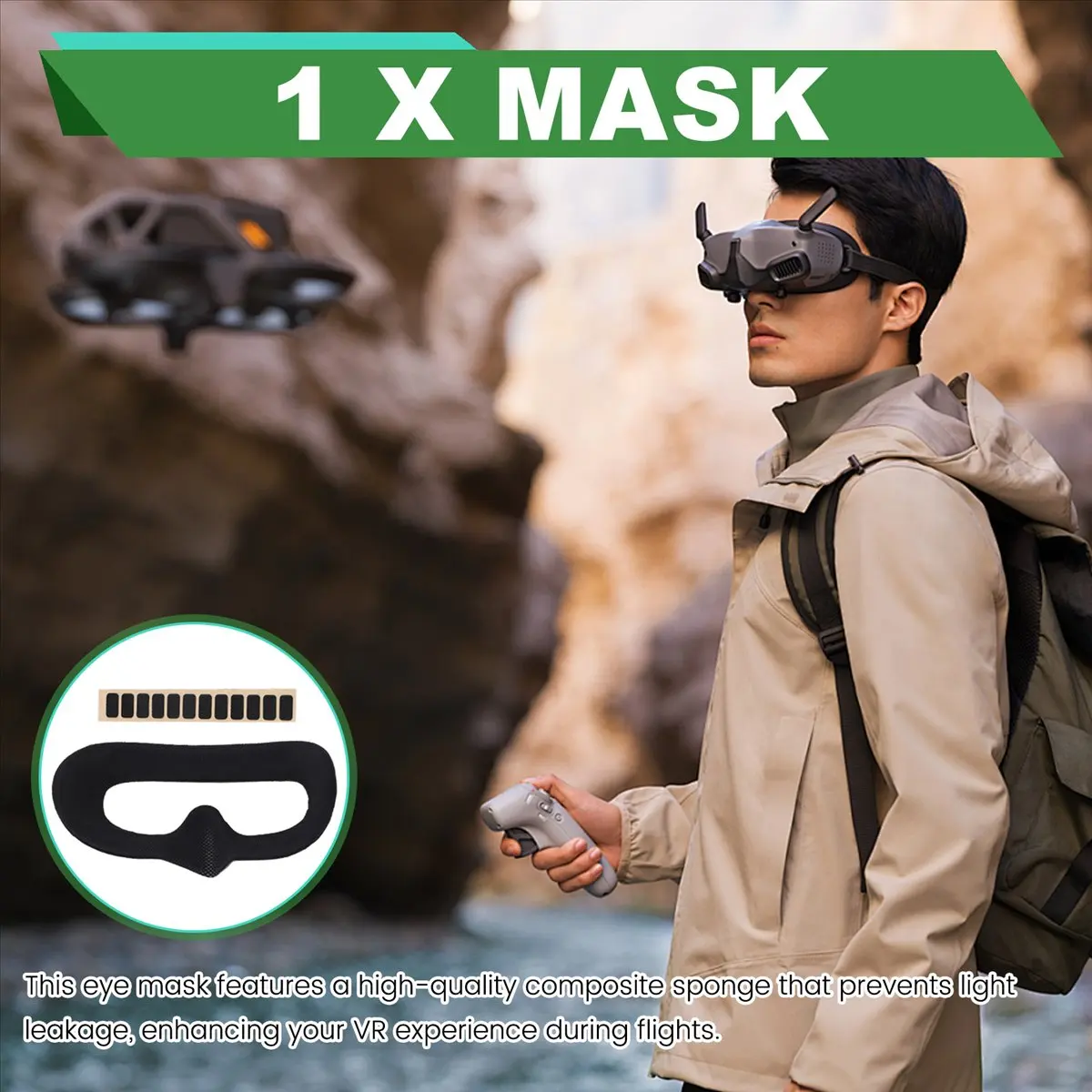 【ELEVATE LIFE】For Goggles 3 Mask Eye Mask Anti-Light Leakage Composite Sponge Mask Flight Glasses 3 Eye Mask Drone Accessories A