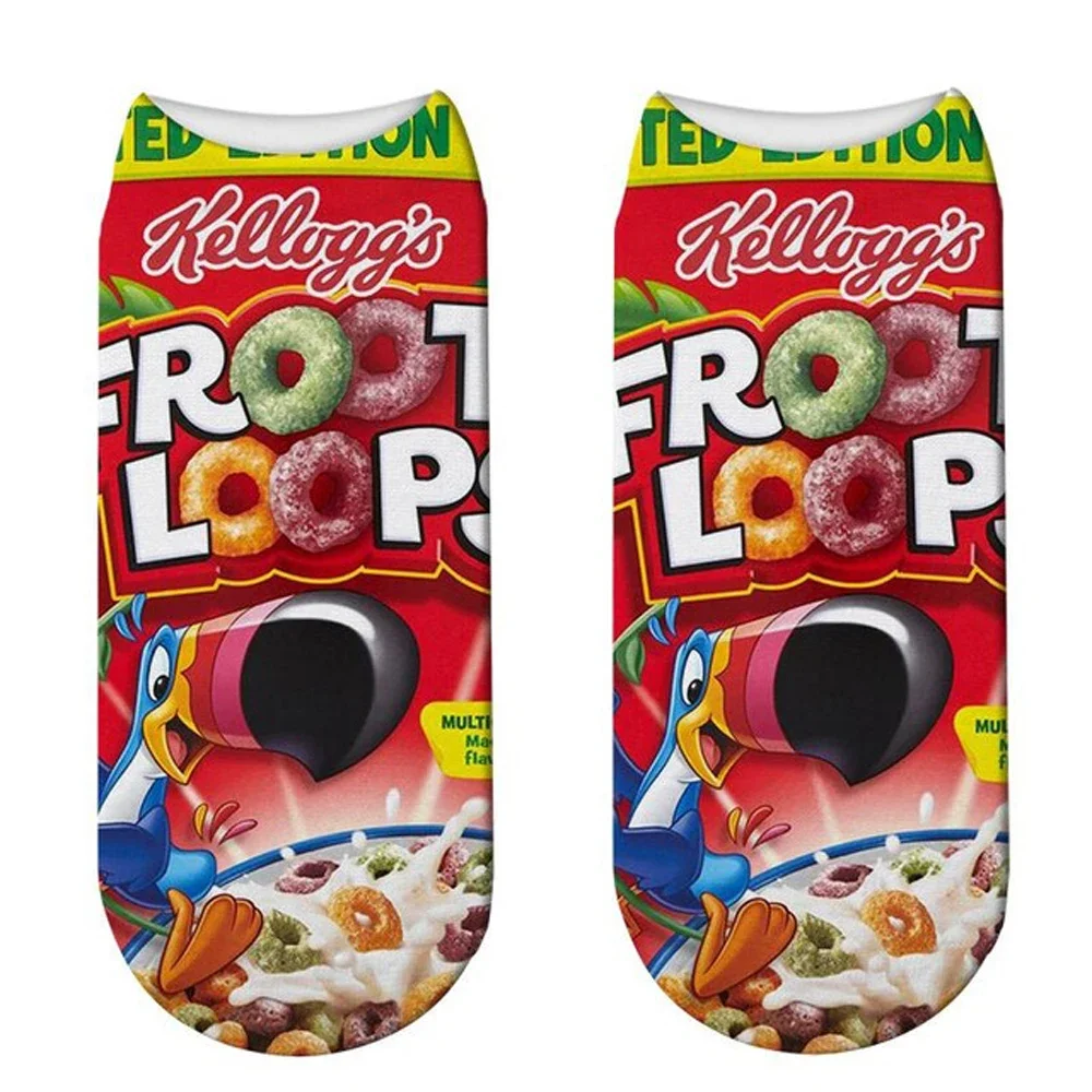 New Funny Cartoon Foods Low Ankle 3D Printed Potato Chips Fries Short Socks For Women Men Summer Spring Dropship
