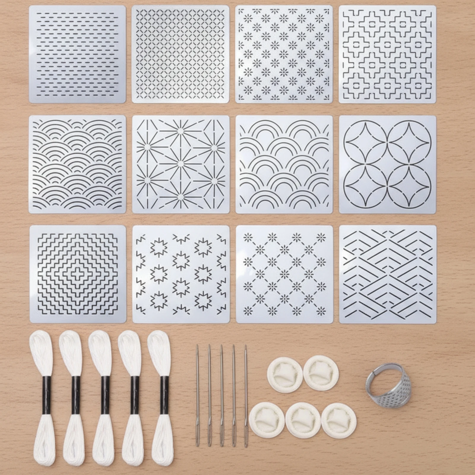 Sashiko Embroidery Template Ki - Embroidery Kit Starter 评论和价格