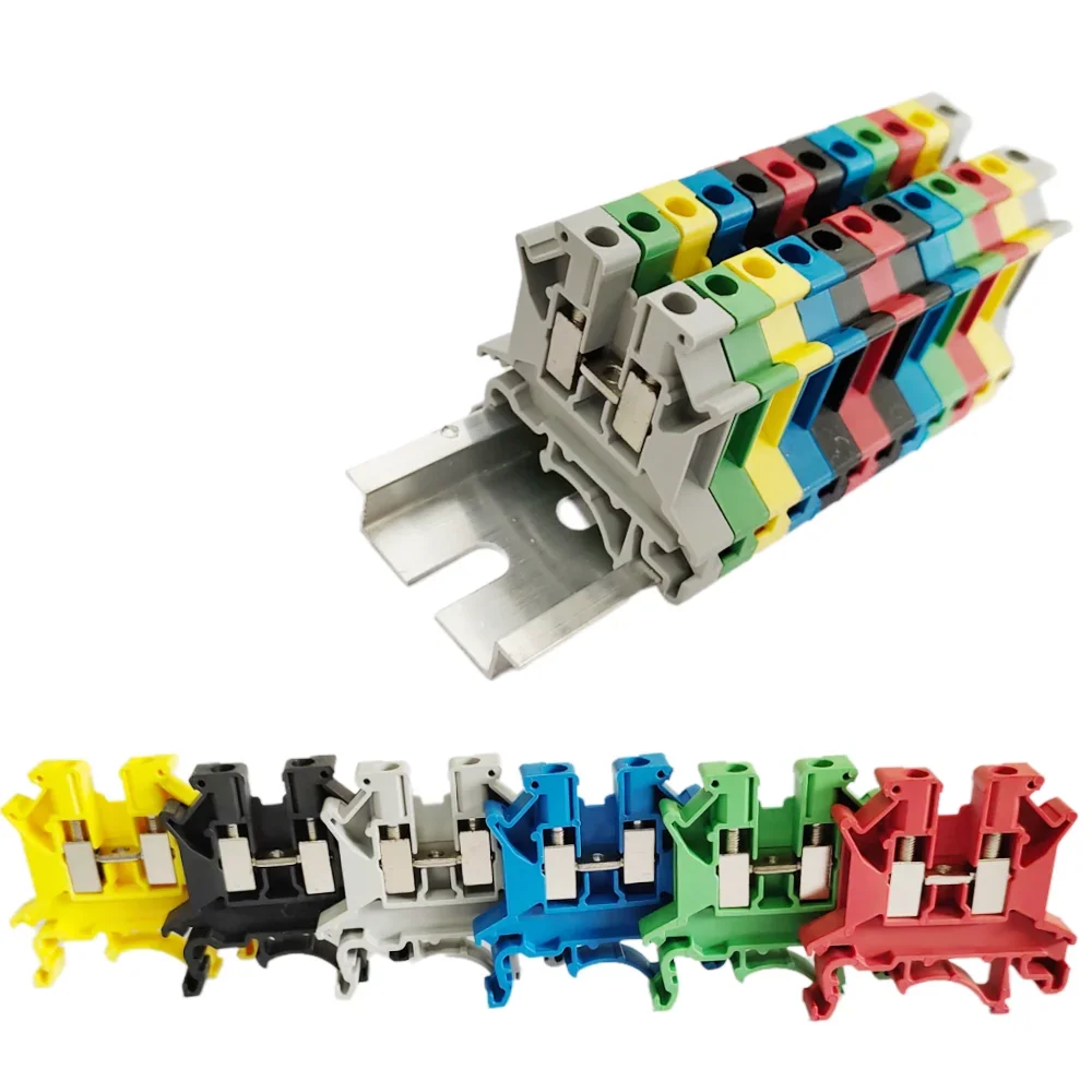 10Pcs UK2.5 Din Rail Terminal Block UK2.5B Universal Screw Connection Connect Strip 2.5B 2.5mm² Cable Electrical Wire Connector