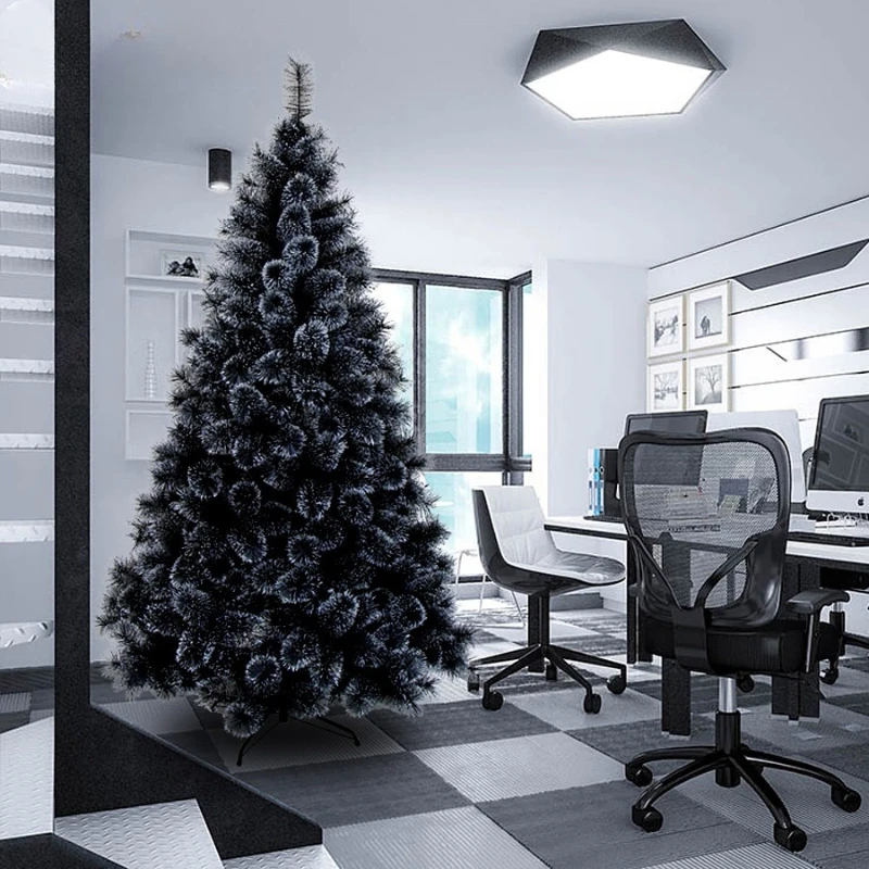 

1,2 м-/2,1 м черные сосновые игольчатые деревья, серебряный лазерный порошок, плотная рождественская елка с автоматическим открытием, Рождественская елка премиум-класса, праздничный декор