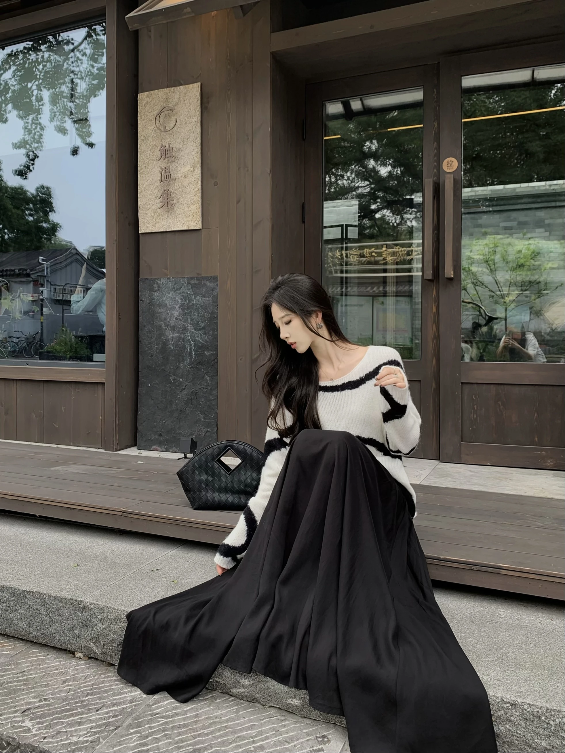 

Women's Loose Striped Wool Knitwear Sweater Ciwalk Aosphere Feeling Long Sve round Ne Pullover Autumn New Arrival