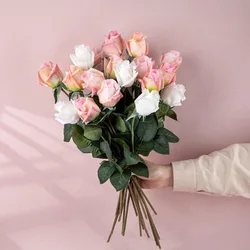 10Pcs Moisturizing Rose Bud Real Touch Artificial Flowers Home Decoration Party Fake Rose Flowers Wedding Bridal Hand Bouquet