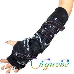 2023 y2k Japanese Kill Matt Rock Punk Style Splicing Skull pattern  Bandage Cuff Sunscreen Finger Hand Concave Shape Sleeve 2022