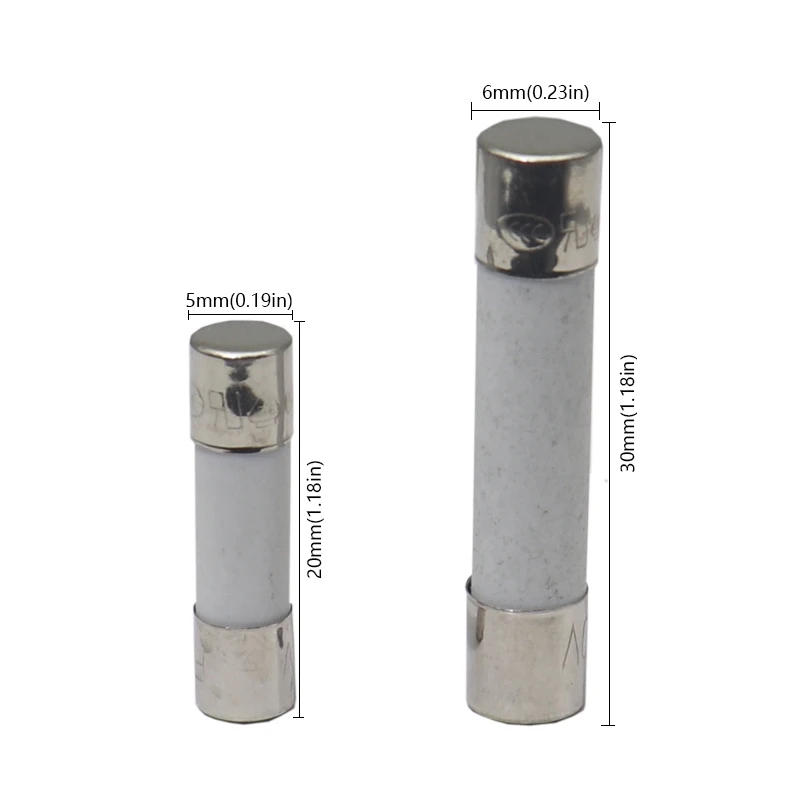 【20PCS】Slow Break/Fast Blow Ceramic Fuse 250V 5X20MM 6X30MM 0.1A 0.25A 0.5A 2A 3A 4A 6.3A 7A 8A 10A 12-25A 30A The Fuse Tube