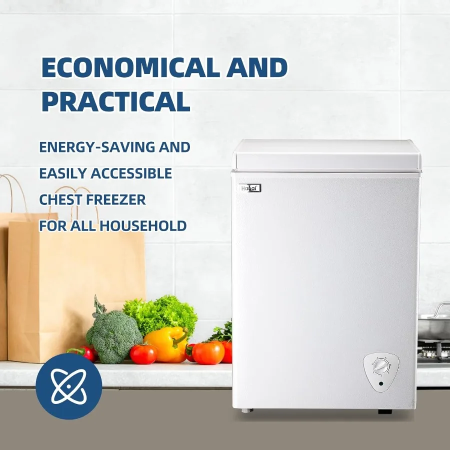 فريزر الصدر 3.5 قدم مكعب، فريزر عميق صغير، فريزر صغير للباب العلوي مع سلة قابلة للإزالة، ضوضاء منخفضة، 7 درجة حرارة قابلة للتعديل وE