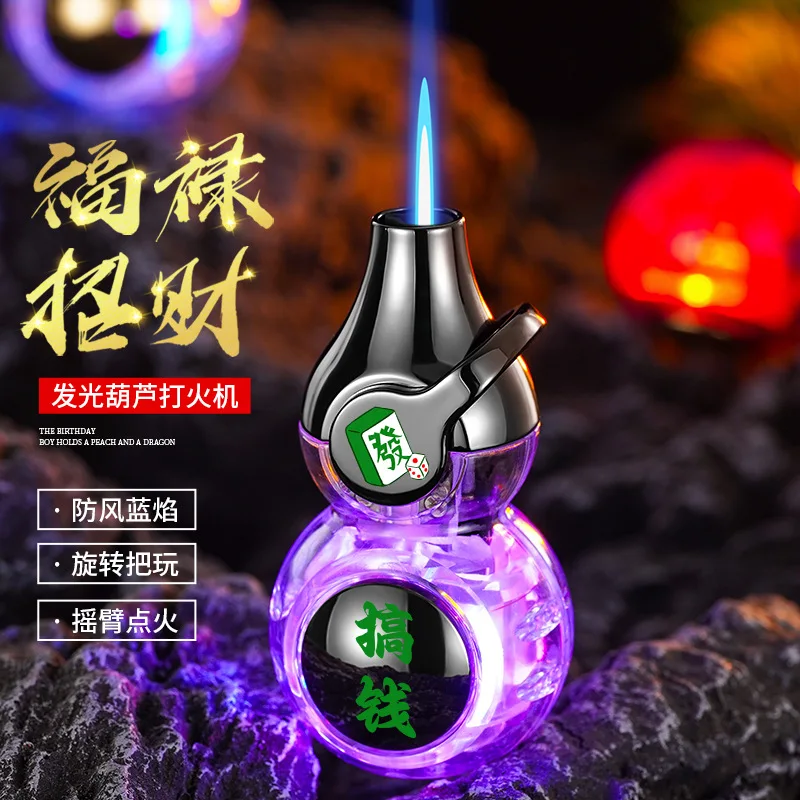 

gourd windproof blue flame lighter can be rotated to play with novel rocker ignition Douyin Internet celebrity trendy male gift