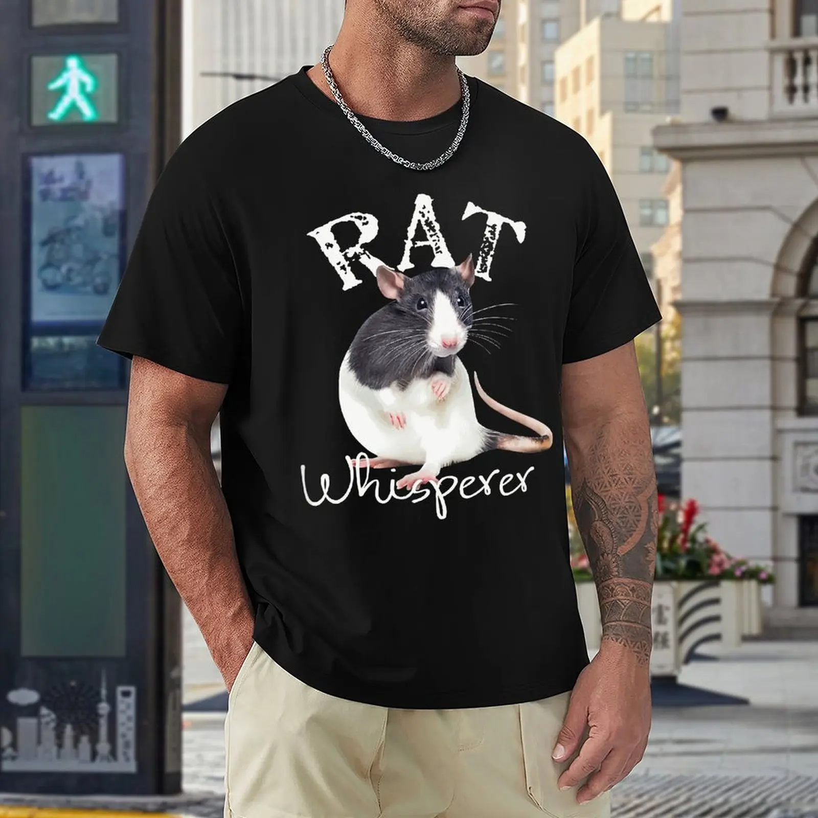 Rat Whisperer Cute Pet Rat Lover I Love Rats Funny Rat Design Retro T Shirt Harajuku Short Sleeve T-shirt Graphics Tshirt Tops
