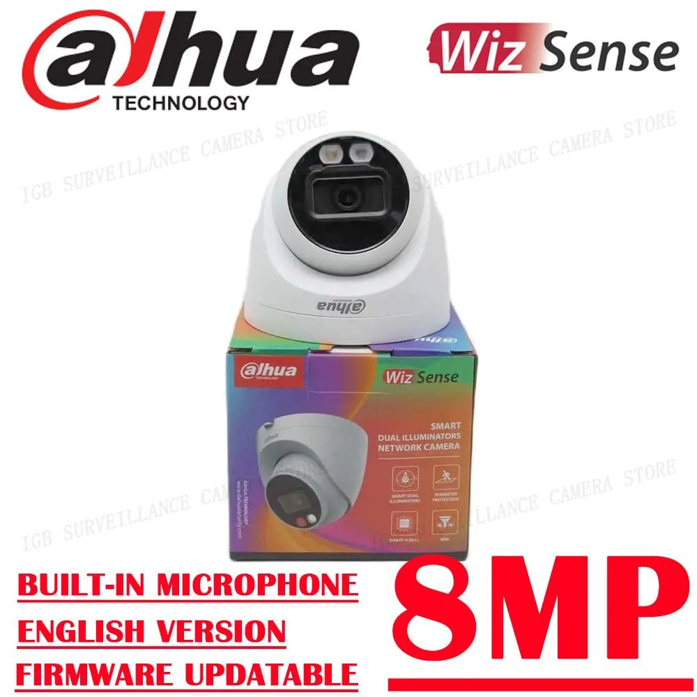 Dahua IPC-HDW2849T-S-IL 8MP Full-color IP Surveillance Camera Smart Dual Light WizSense Network Camera Dome IR 30m Built in MIC