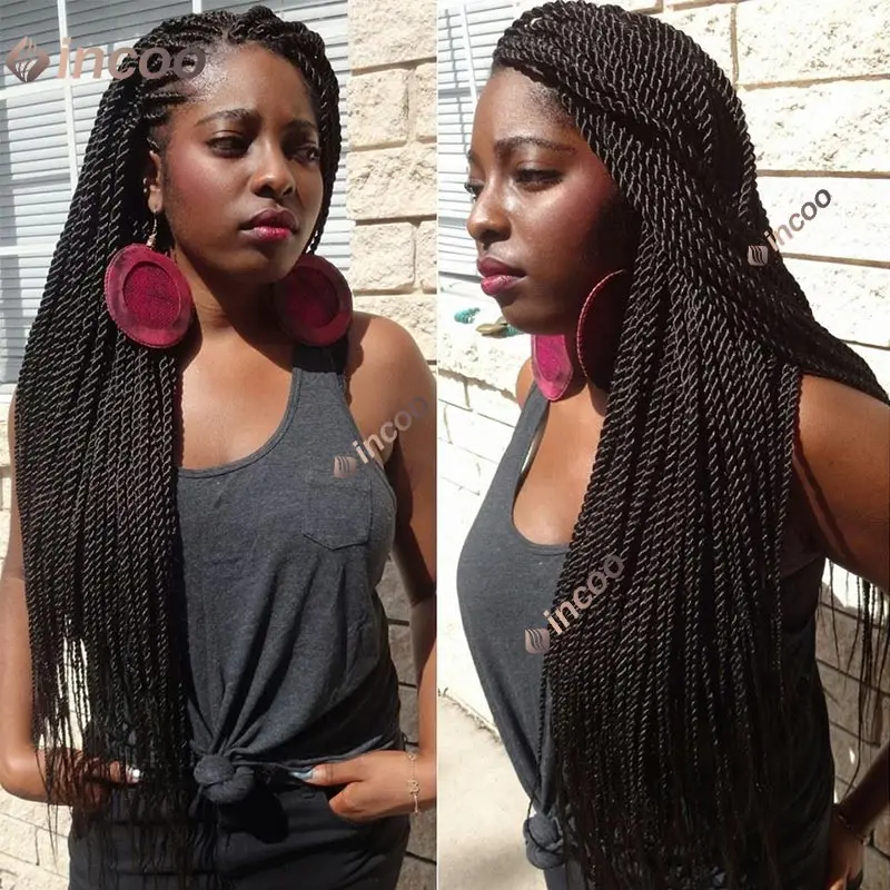 Full Lace Braided Wig Synthetic Twist Braids Wigs Box Braided Lace Frontal Wig For Black Women Faux Locs Wig Goddess Braids Wigs