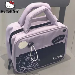 Sanrio Bag Kuromi Cute Contrast Color Large Capacity Makeup Wash Product Storage Bags Portable Travel Versatile Square Handbags