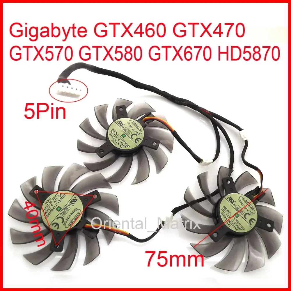 

Бесплатная доставка 3 шт./лот T128010SU 75 мм для Gigabyte GTX460 GTX470 GTX570 GTX580 GTX670 HD5870 охлаждающий вентилятор для видеокарты