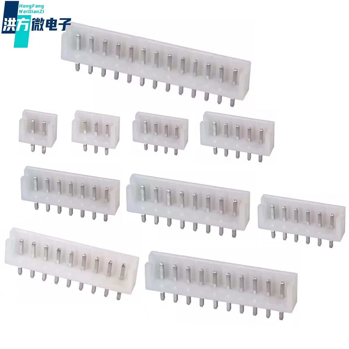 50PCS original, EH connector, direct plug-in, 2.5mm spacing, 1x2P~1x15P, 3A, -25℃~+85℃, 250V, PA66, UL94V-0, white，H=6mm，W=3.8mm