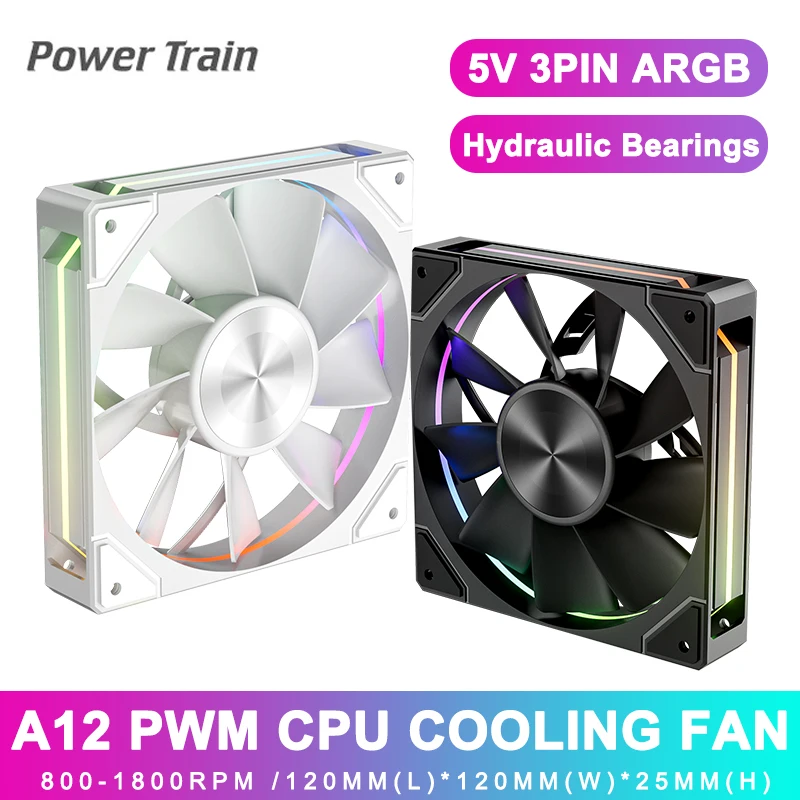 Power Train X-GAMERX A12 Computer Chassis Fan 12cm ARGB 4 Pin PWM Quiet Cooling Fan  12V Large Air Volume 71.66CFM/800-1800RPM
