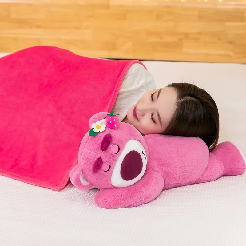 Disney New Lotso Pooh Stitch Pillow Quilt 2-In-1 Car Air Conditioning Cushion Stitch Cute Nap Blanket Children'S Birthday Gift