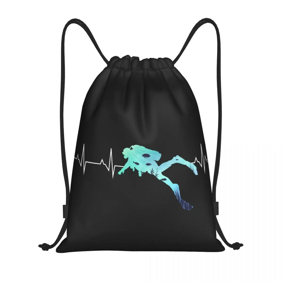 Mochila Scuba Diving Heartbeat Drawstring, saco masculino esporte ginásio, saco dobrável feminino, saco de treino de mergulho