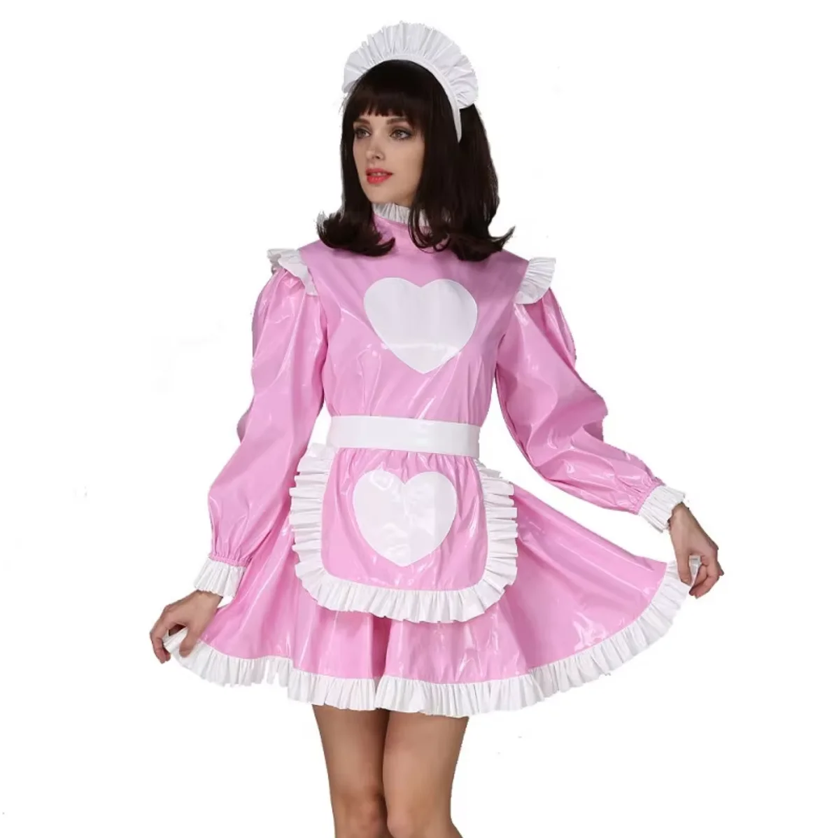 

Girl Heart Shaped Lockable Dress Role Playing Costume Sissy Adult Little Girl Halloween and Crossdresser Party Daily Unisex Dres