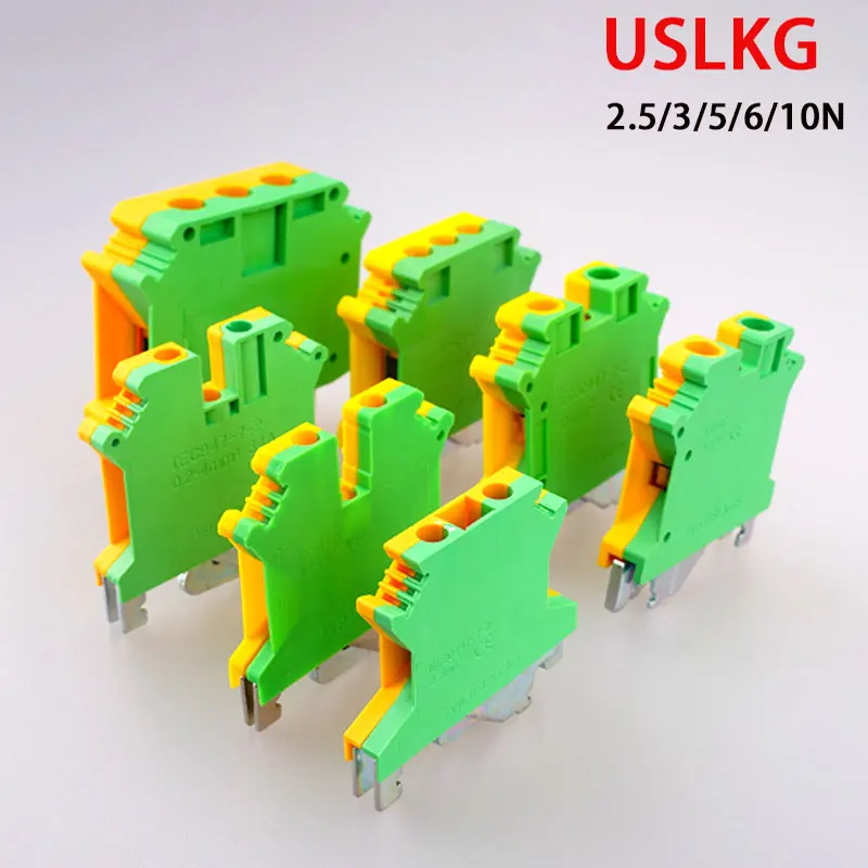 USLKG-2.5/3/5/6/10N Terminal Block UK Yellow Green Ground Terminal Block Two-color 34A-101A 800V Rail Ground Terminal Block