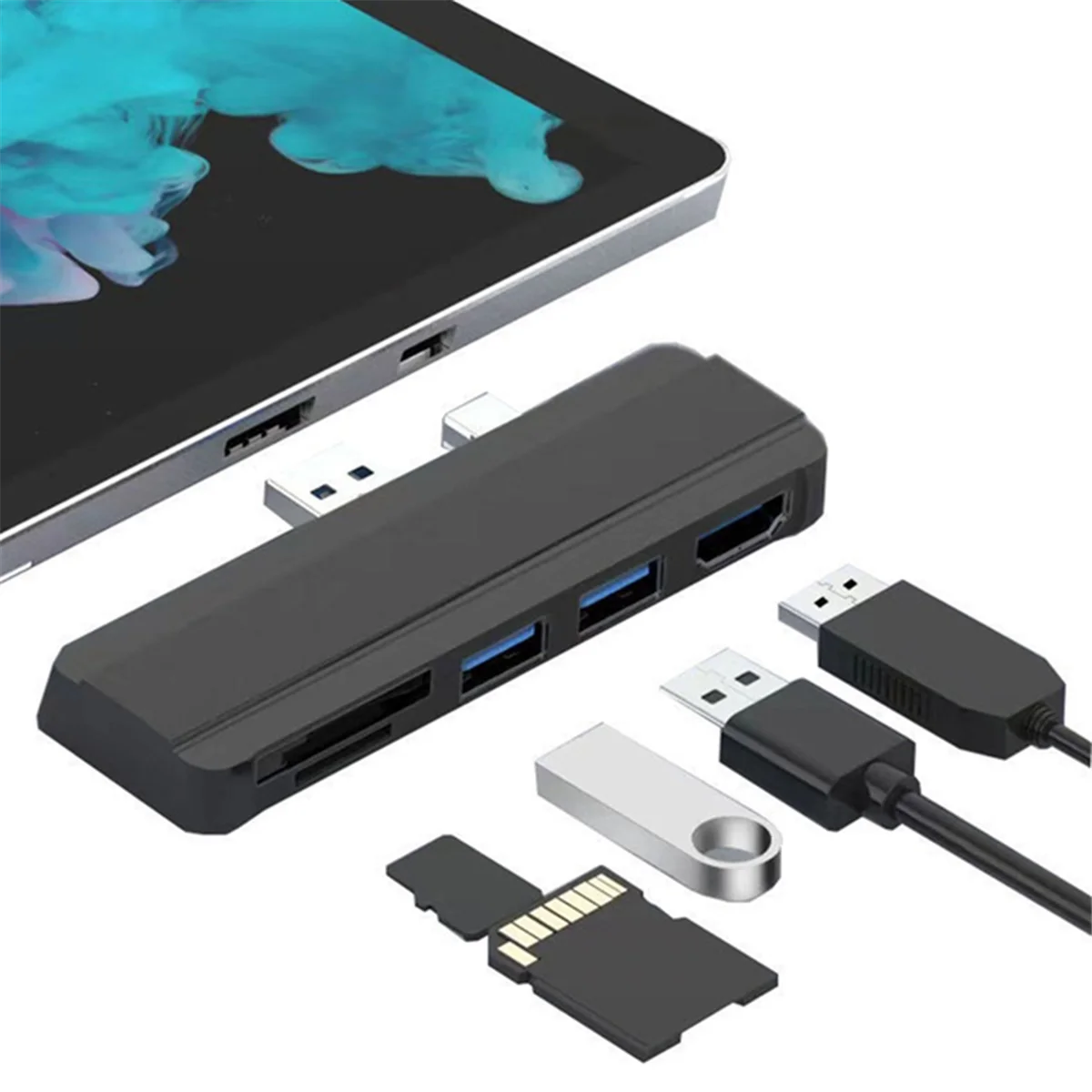 Swxf para pro 6 pro 5 pro 4 doca hub 5 em 1 estação de encaixe usb com 4k-compatível 2 portas usb 3.0