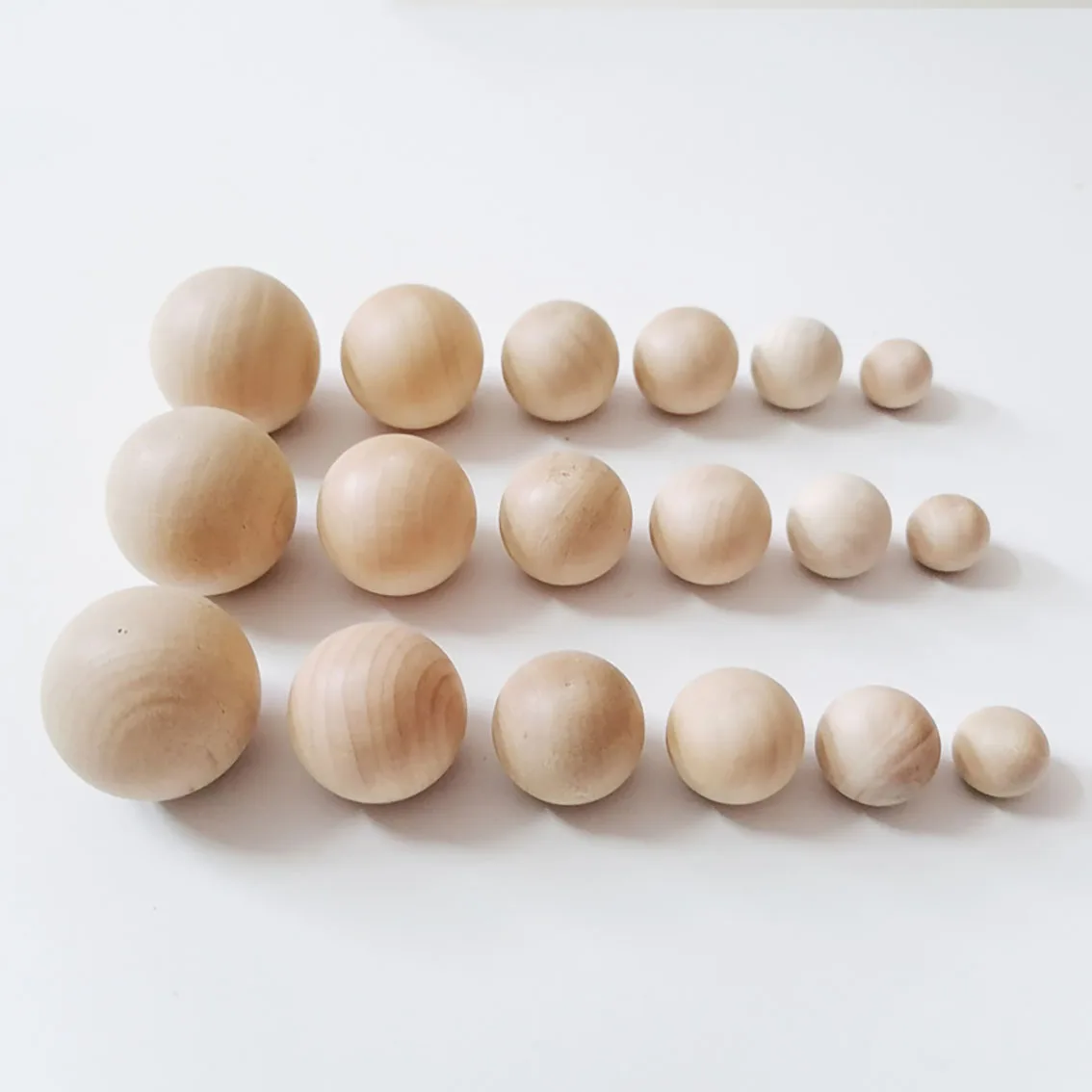 Dia 6/8/10/12/15/20/25/30/35-100mm Solid Natural Color Ball No Hole Round Wooden Beads Manual DIY Ball Jewelry Carving Beads