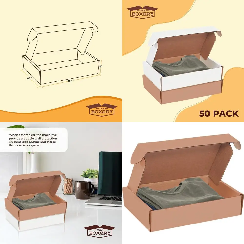 

50-Pack 11.125 x 8.75 x 4 Inches Brown Corrugated Shipping Boxes for Small Business Mailing and Packaging