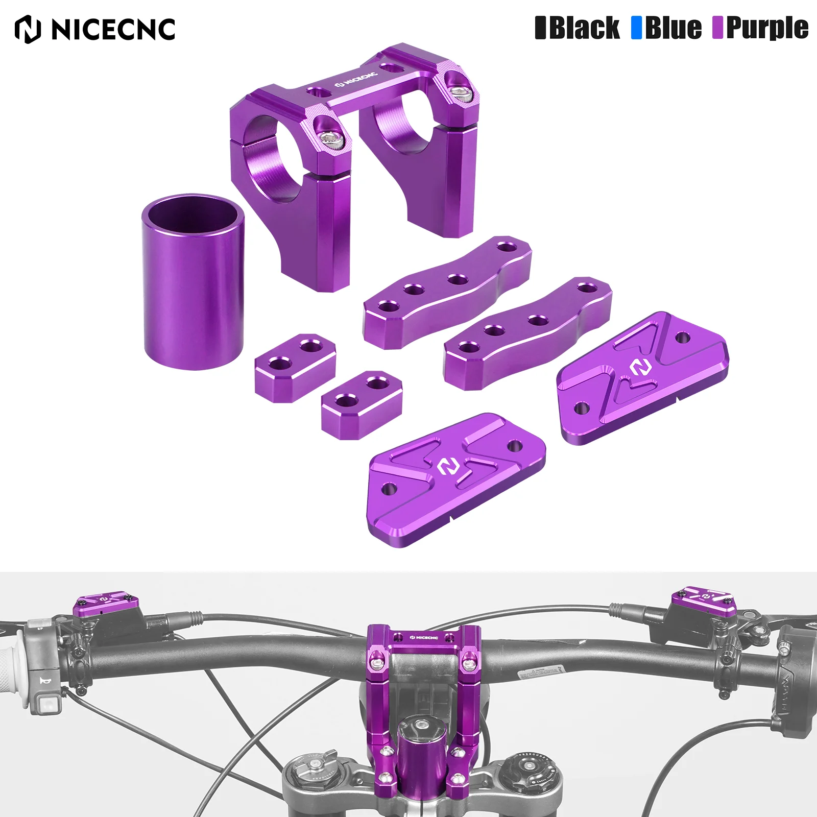 NICECNC For Surron Light Bee X S L1E Electric Dirt Bike Front Handlebar Bar Riser Mount Bracket Front Rear Brake Reservoir Cover