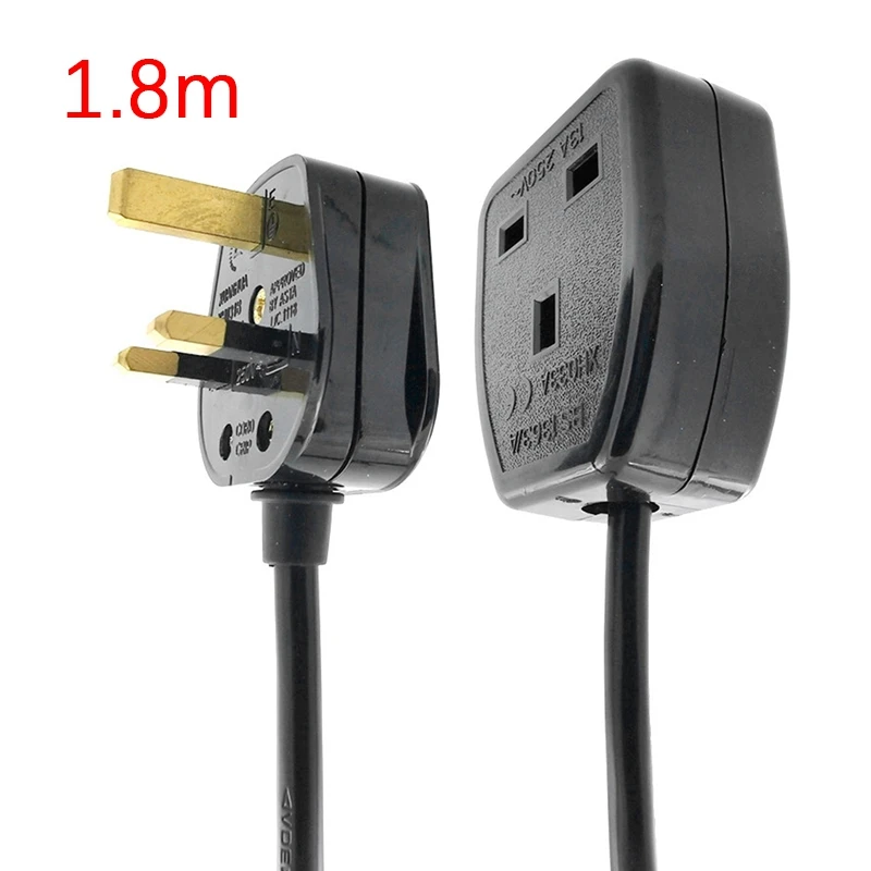 A14M UK 3 Prong تمديد سلك الطاقة، IEC UK ذكر التوصيل إلى أنثى منفذ المقبس هونغ كونغ كابل الطاقة الموسعة (قابس المملكة المتحدة)