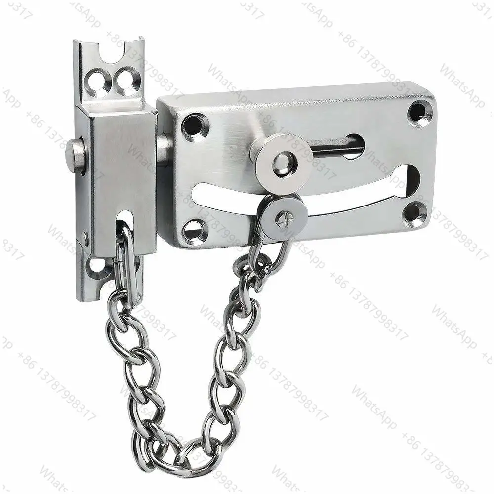 Slide Bolt Latch Gate Latches Safety Door Lock with Anti-Theft Chain and Spring lock,Heavy Duty Stainless Steel