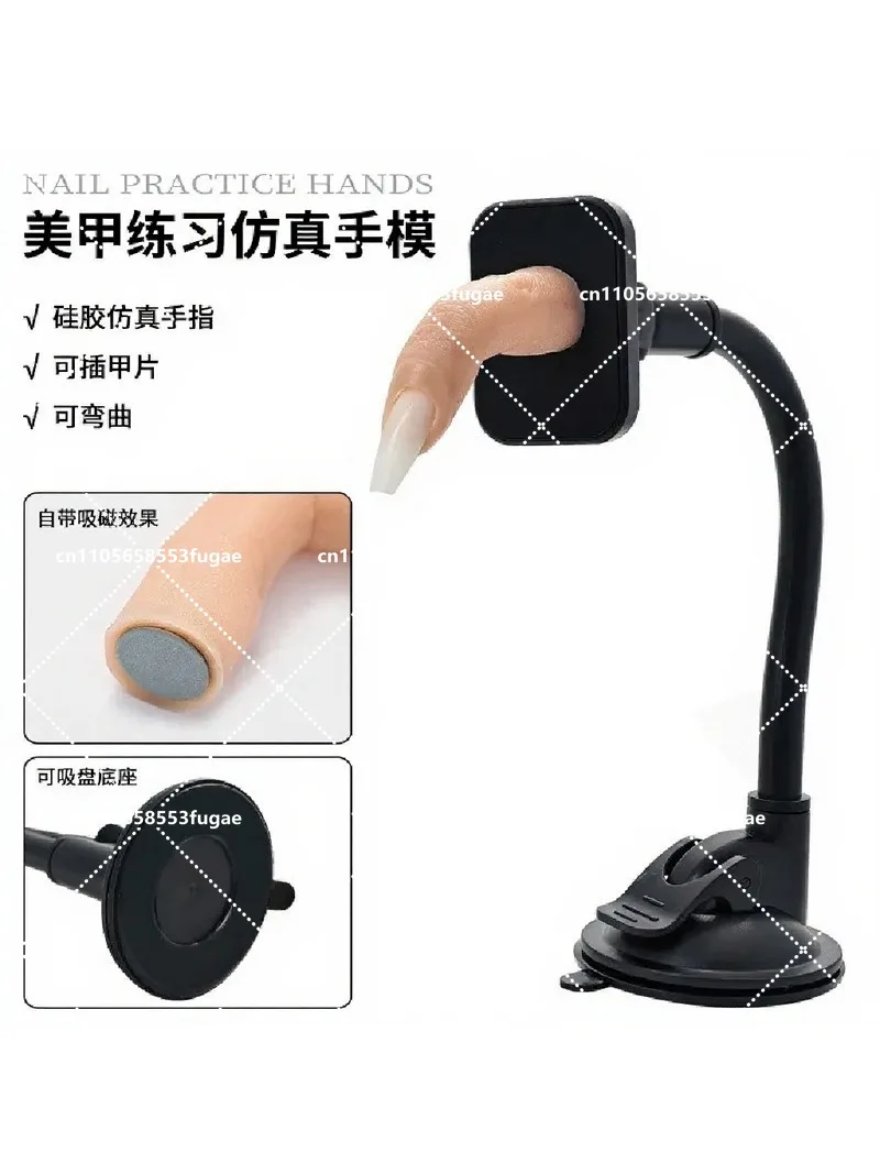 Silicone Nail Practice Hand Mold Holder Magnetic Finger Stand for Beginner Manicure Training Tool