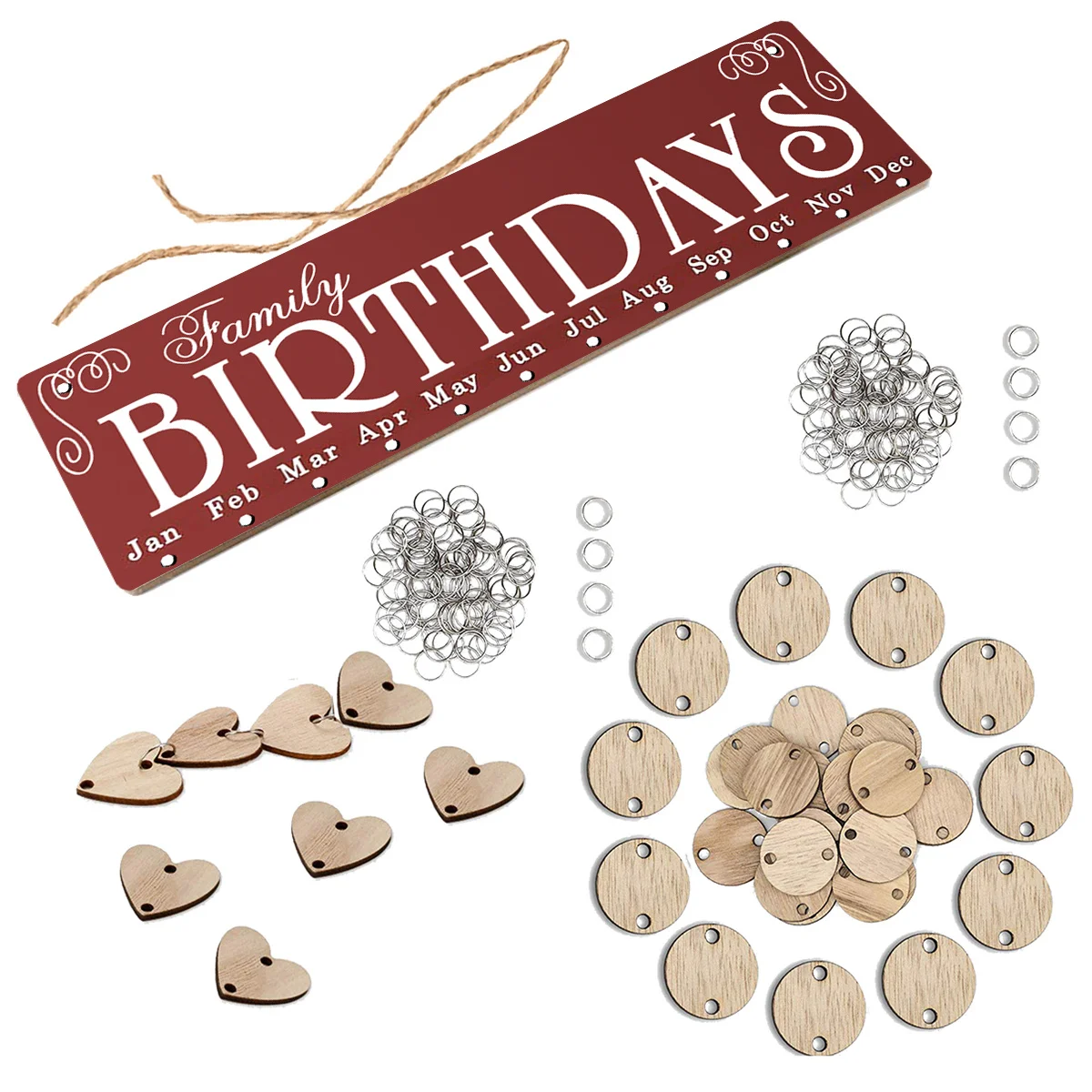 

50 Round 50 Heart Wooden Hanging DIY Calendar Reminder Board Decor for Birthday Wedding Anniversary Gift