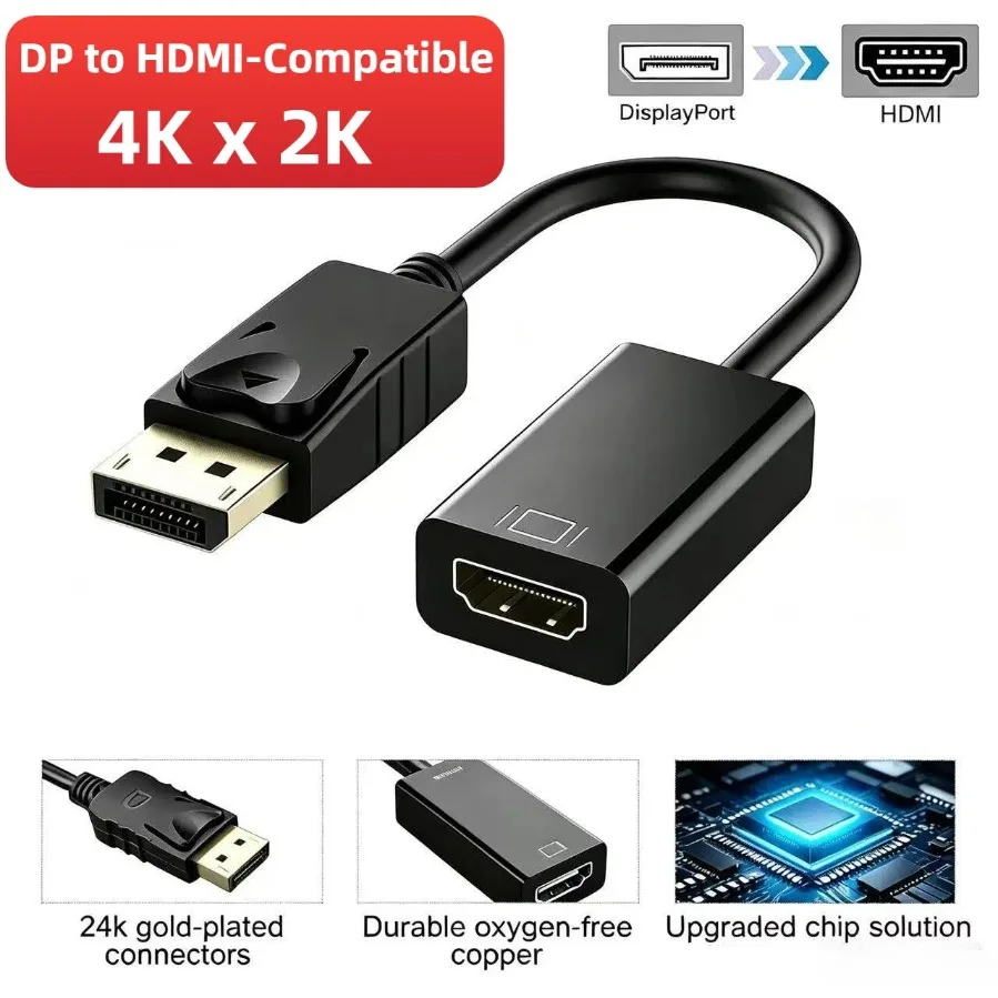 4K DisplayPort DP to HDMI-Compatible Converter HD 1080P Male to Female Display Port DP to HDTV Video Audio Adapter for PC Laptop