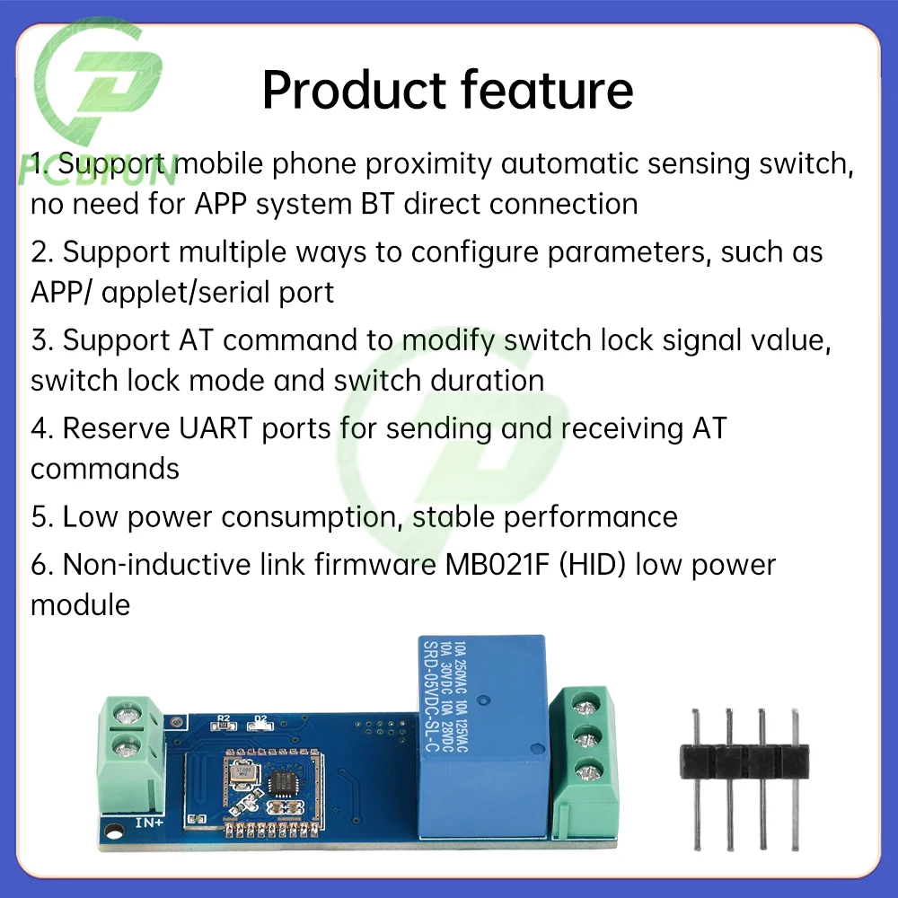 Bluetooth proximity switch 1 channel relay module automatically senses when the phone approaches to unlock