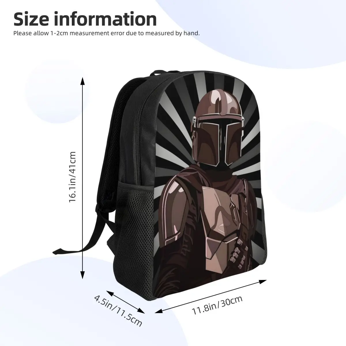 حقيبة ظهر مخصصة للكمبيوتر المحمول M-Mandalorianed للنساء والرجال حقيبة الكتب الأساسية للمدرسة والكلية وحقيبة التلفزيون الفضائية #4
