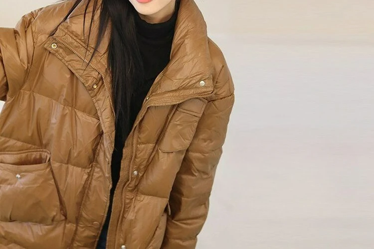 Caramel Long Down Jacket for Women's Winter 2025 New Mid to Long Breadms Over Knee Coat Thick