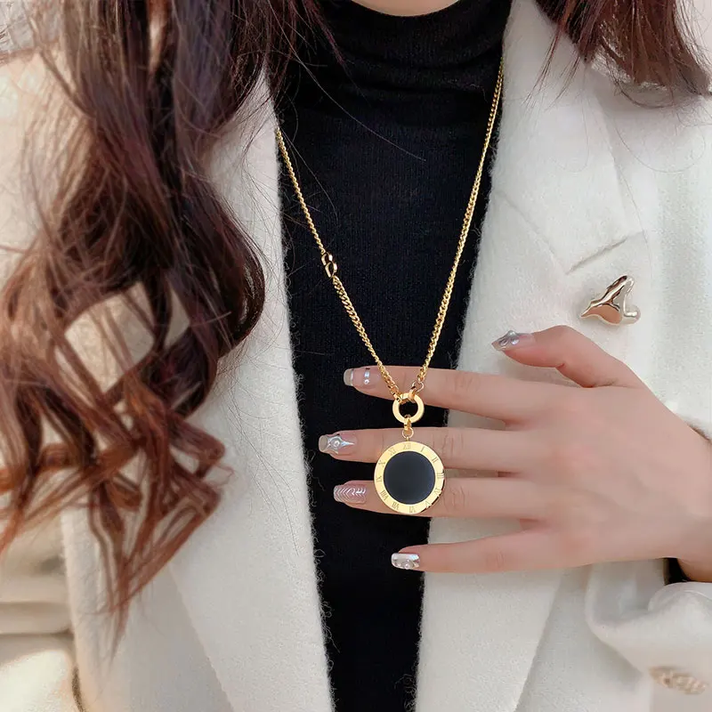 قلادة من الفضة الاسترليني للسيدات، سترة طويلة رقمية عصرية، تصميم فاخر وخفيف الوزن