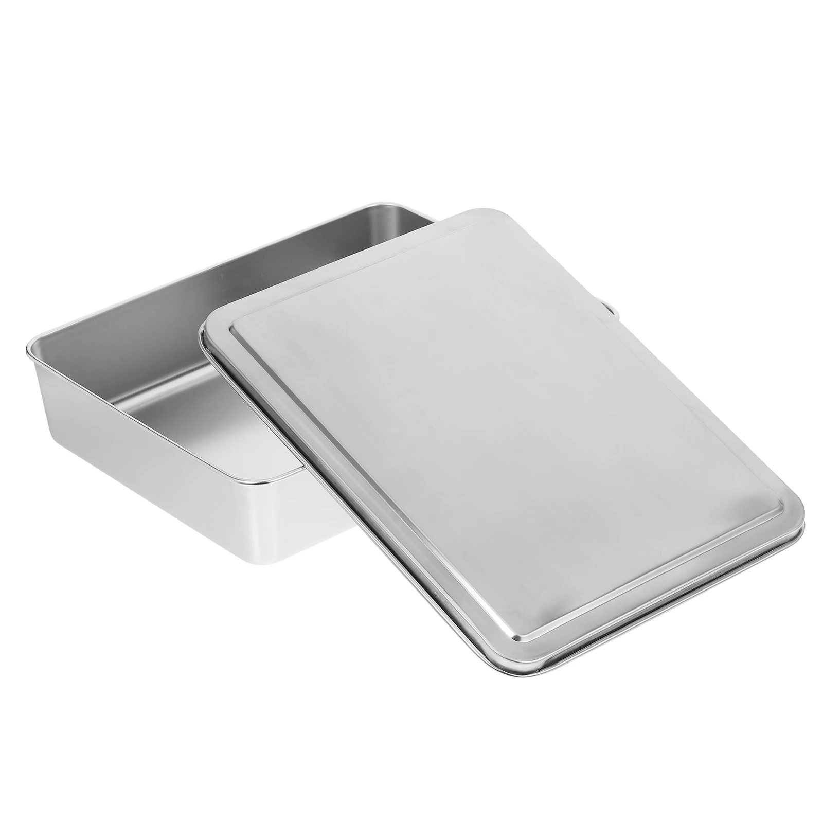 

1pcs Stainless Steel Cake Pan 28x22x6cm Nonstick Bakeware Tiramisu Mold with Lid Baking Tray Covered Dish for Kitchen DIY